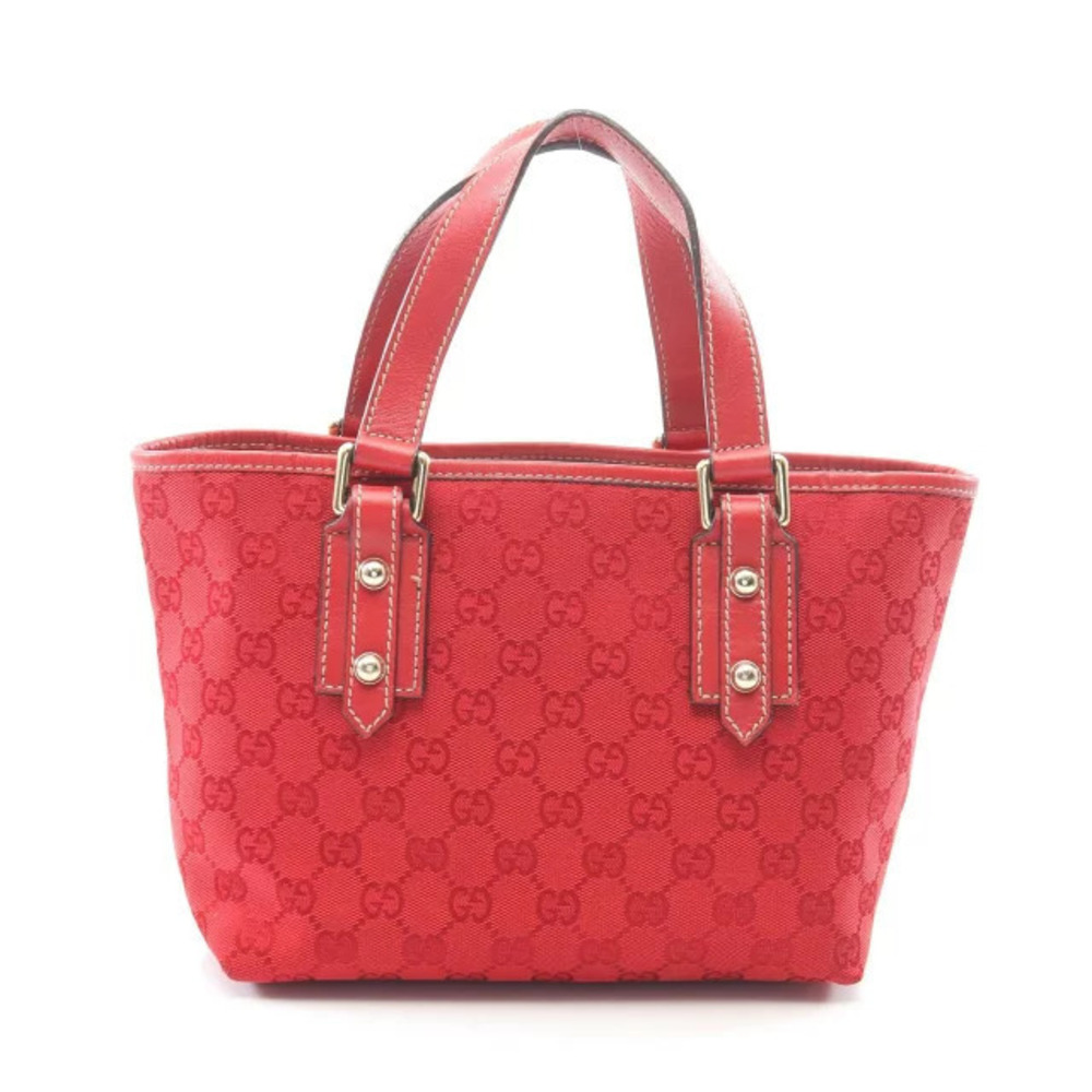 Gucci GG Canvas Tote Bag Leather Red